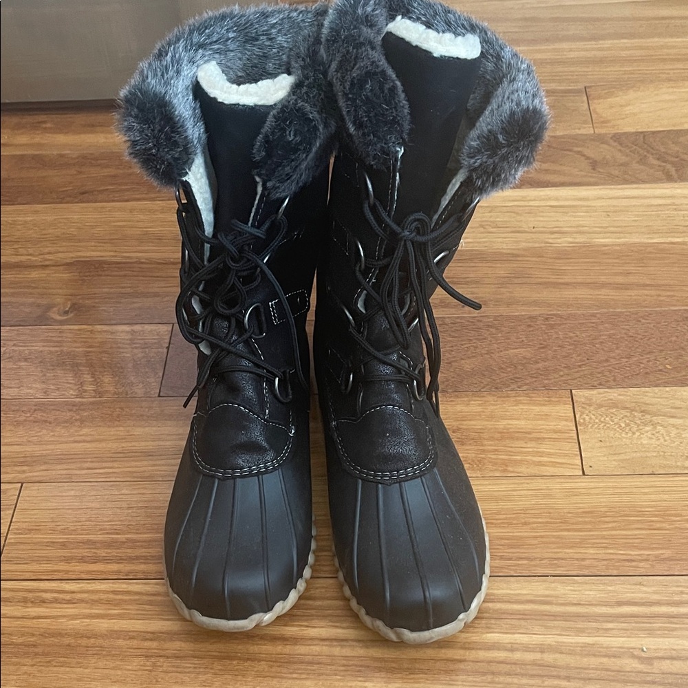 Women's Black Fur-Lined Winter Boots